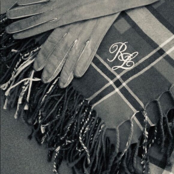 Ralph Lauren Collection ~ Black Cashmere Lined Lamb Suede Fringe Trimmed Gloves - Picture 15 of 16